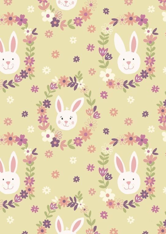 Baumwollwebware Bunny Garden Bunny Wreath Sunshine