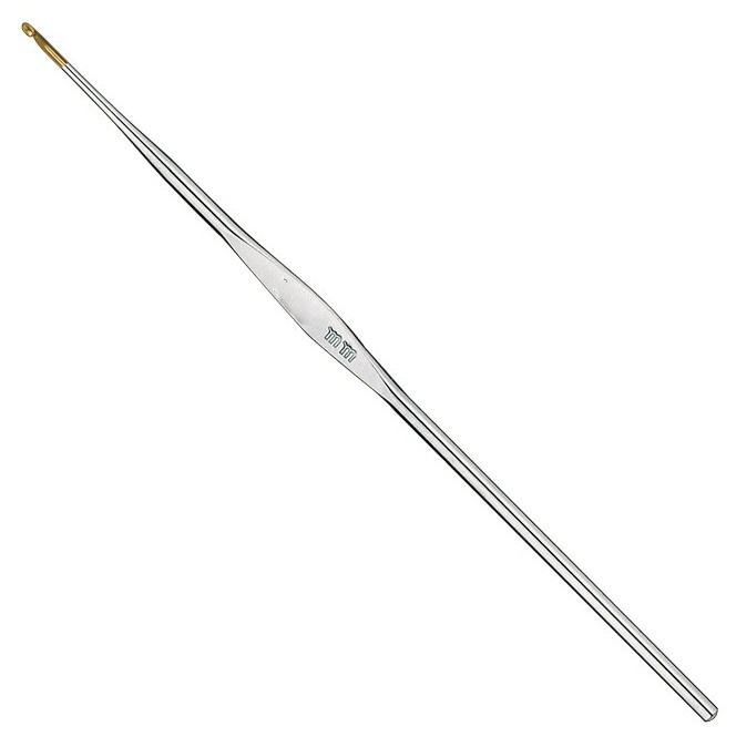 addi Garnhäkelnadel ohne Griff Stahl, mit vergoldeten Knöpfen, 13 cm