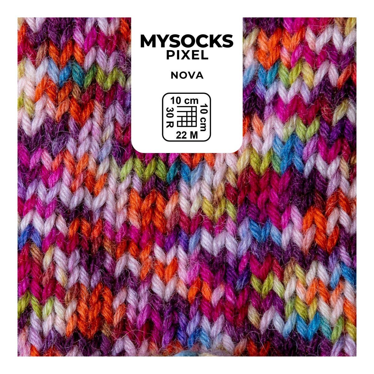 myboshi mysocks Pixel, 75% Schurwolle, 25% Polyamid 150g/390m-Lauflänge, 6-fädig