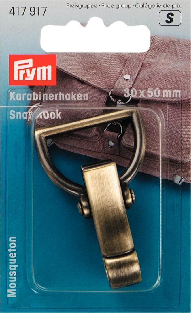 Prym Karabinerhaken altmessing-farbengebürstet 30mm