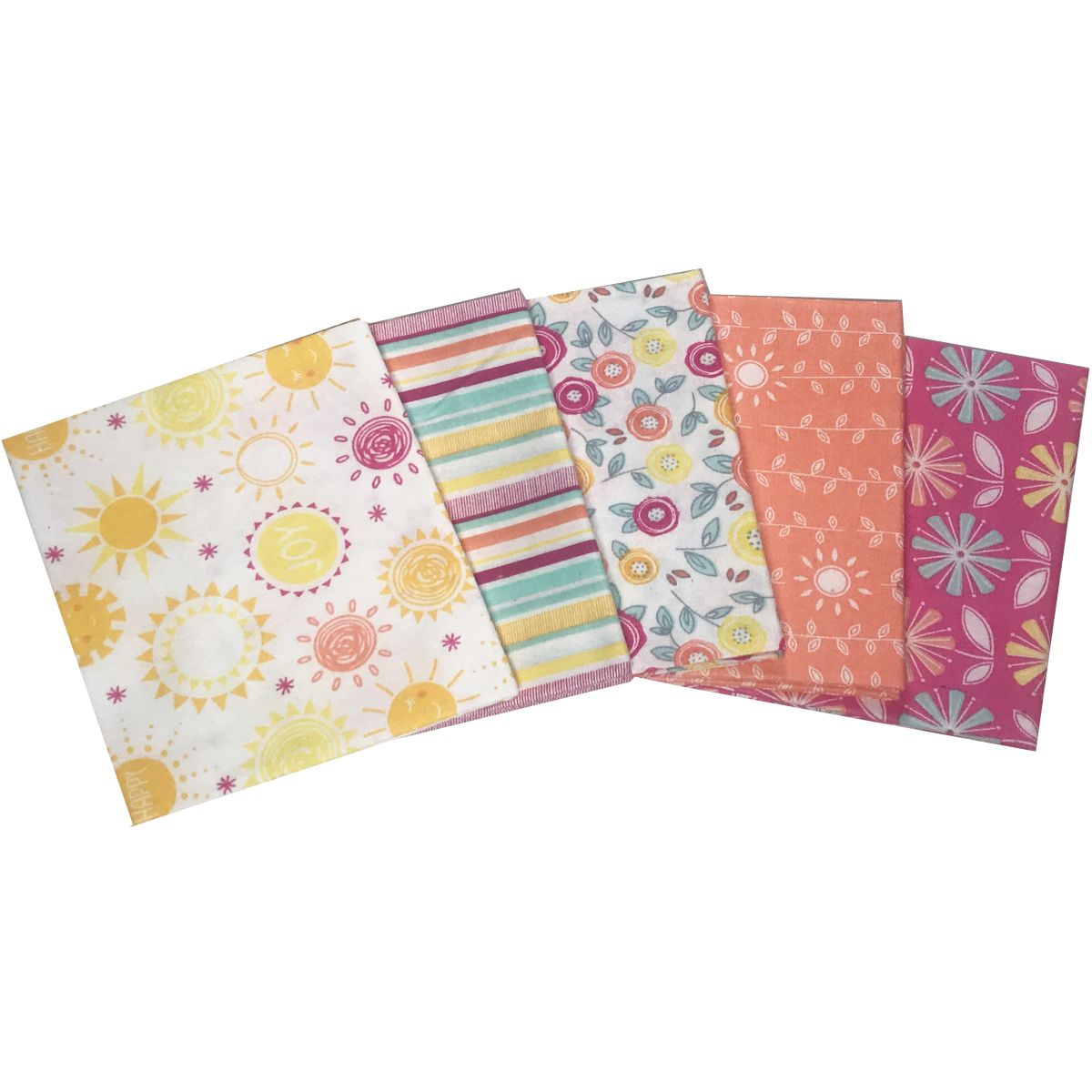 Fat Quarter Stoffpaket Sunshine, 100% CO  5 Stücke á  45 x 55 cm (18 x 22 inch)