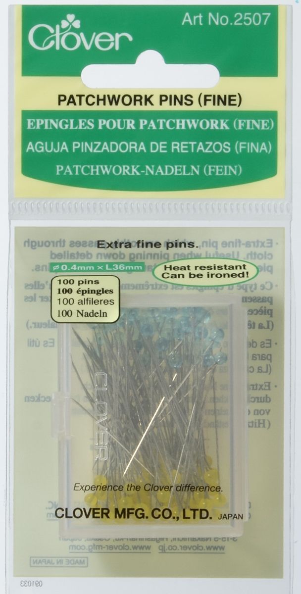 Clover Patchwork Stecknadel (fein) 0,40x36mm, Glaskopf 100 Stück