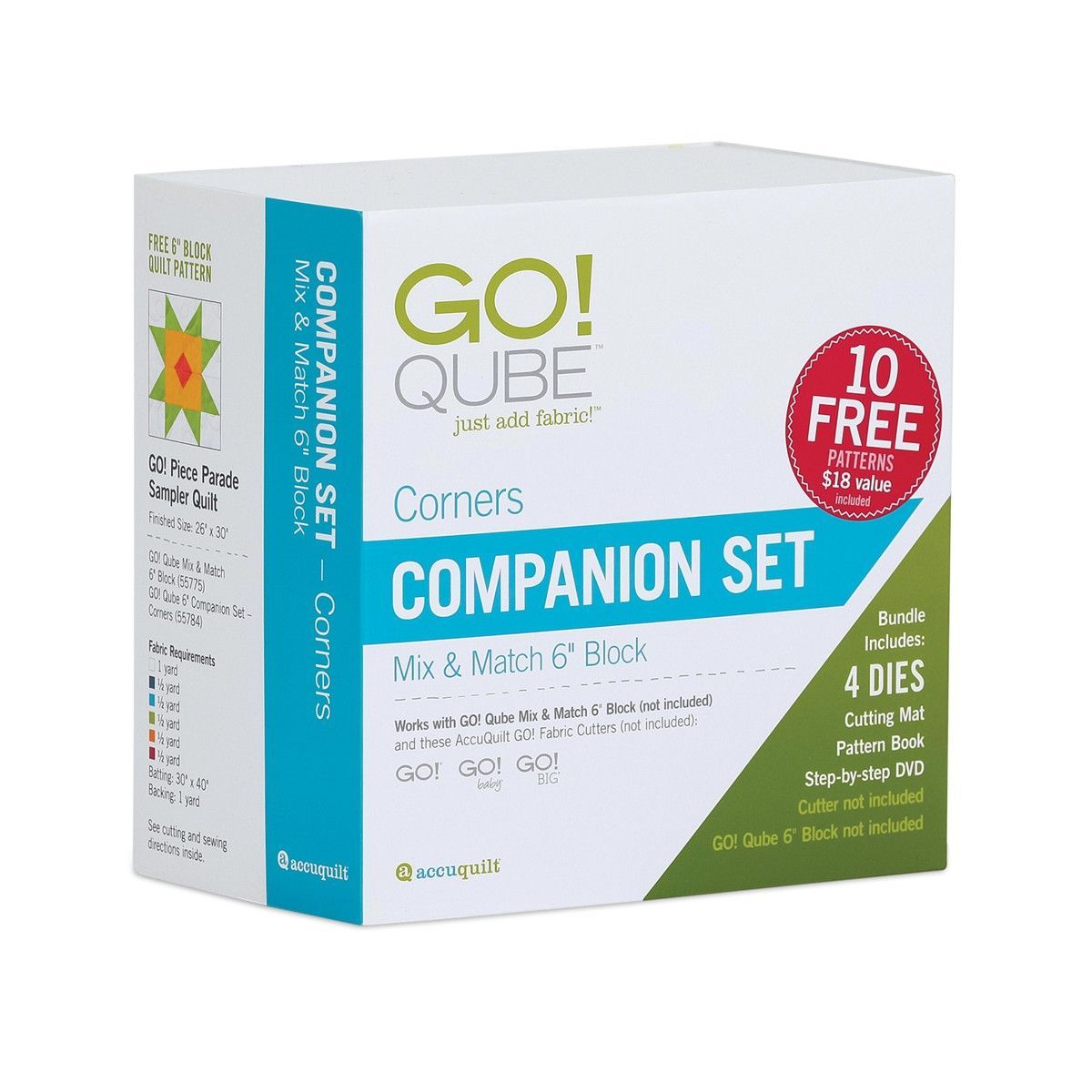 Accuquilt GO! Qube Ergänzungsset Corners zu 6 inch (ca. 15,24 cm) Mix und Match Qube