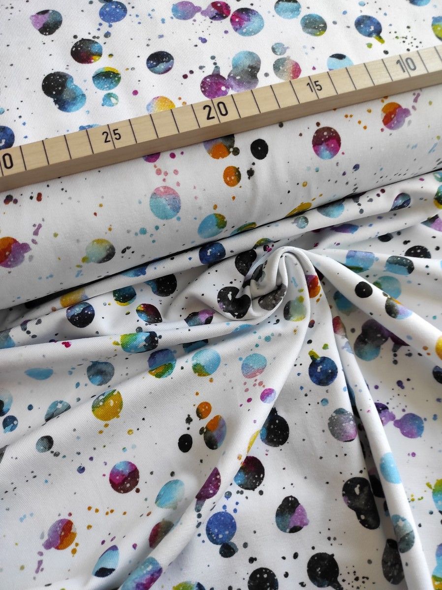 Jersey Seifenblasen, Punkte, 95% Baumwolle, 5% Elasthan  ca. 1,40m breit (55 inch), Öko-Tex Standard 100 
