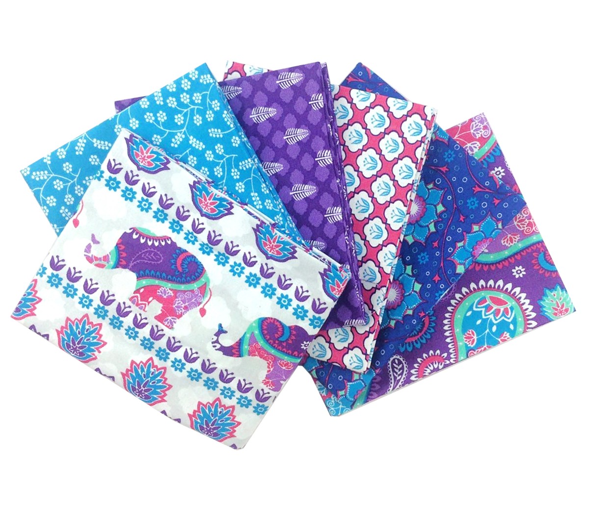 Craft Cotton Stoffpaket Indian Garden Purple, 100% CO enthält 5 Stücke á  ca. 45 x 55 cm (18 x 22 inch)***