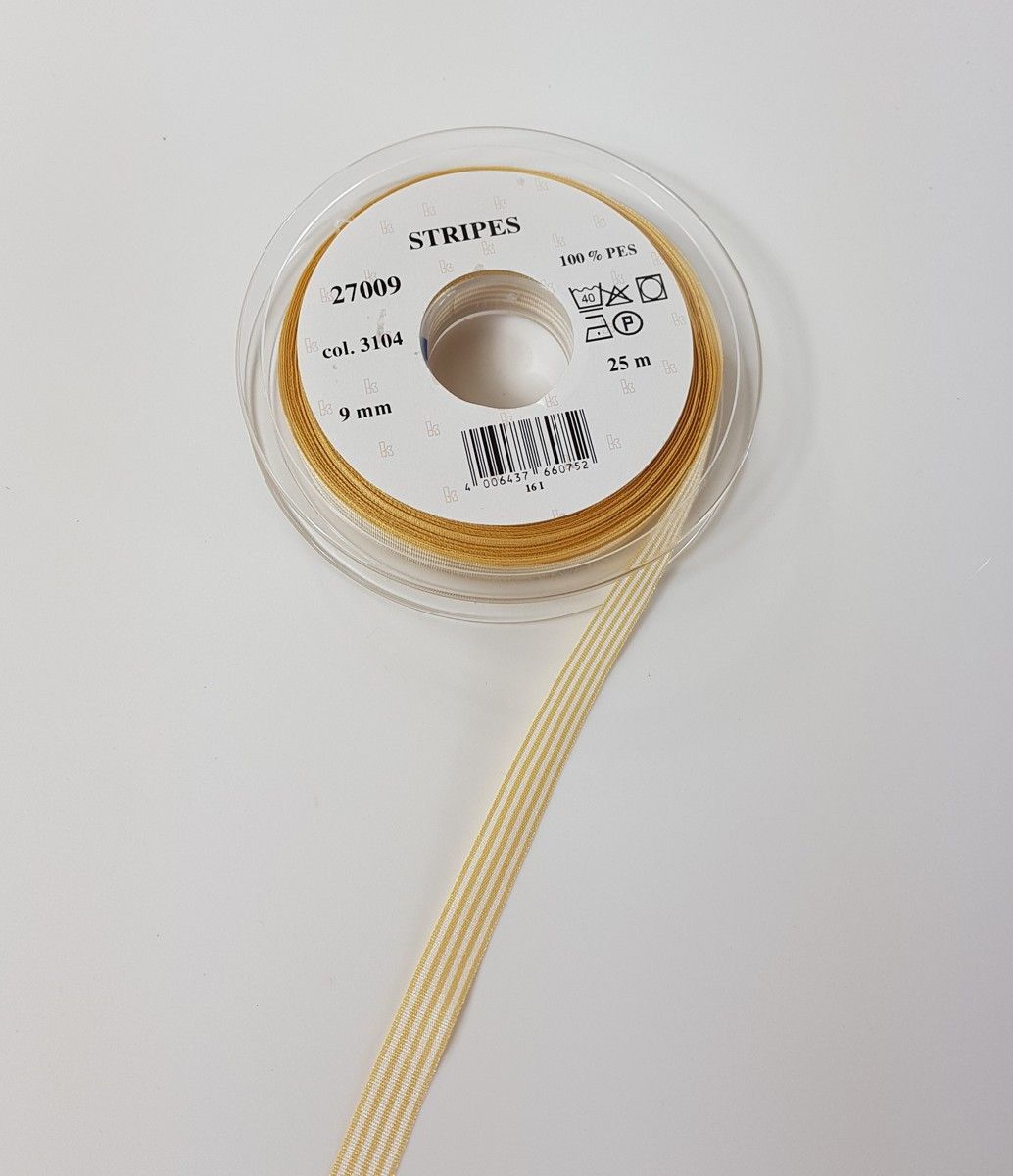 Taftband Stripes; 100% PES Farbe 3104 white coffe weiss gestreift