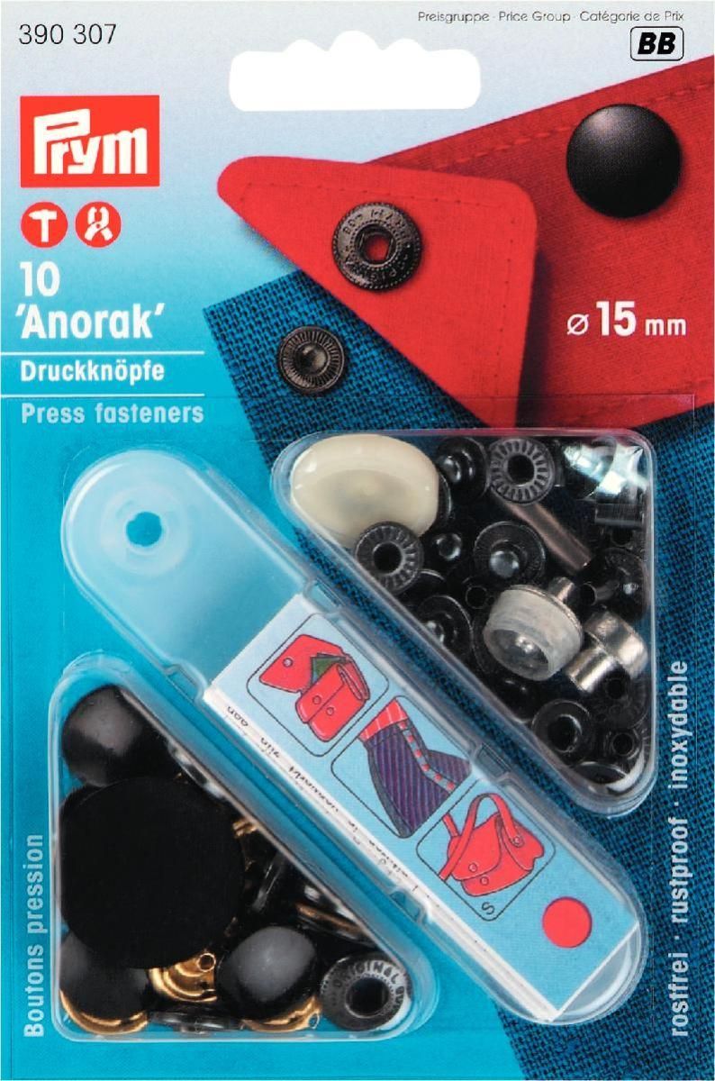 NF-Druckknopf Anorak MS 15 mm schwarz 