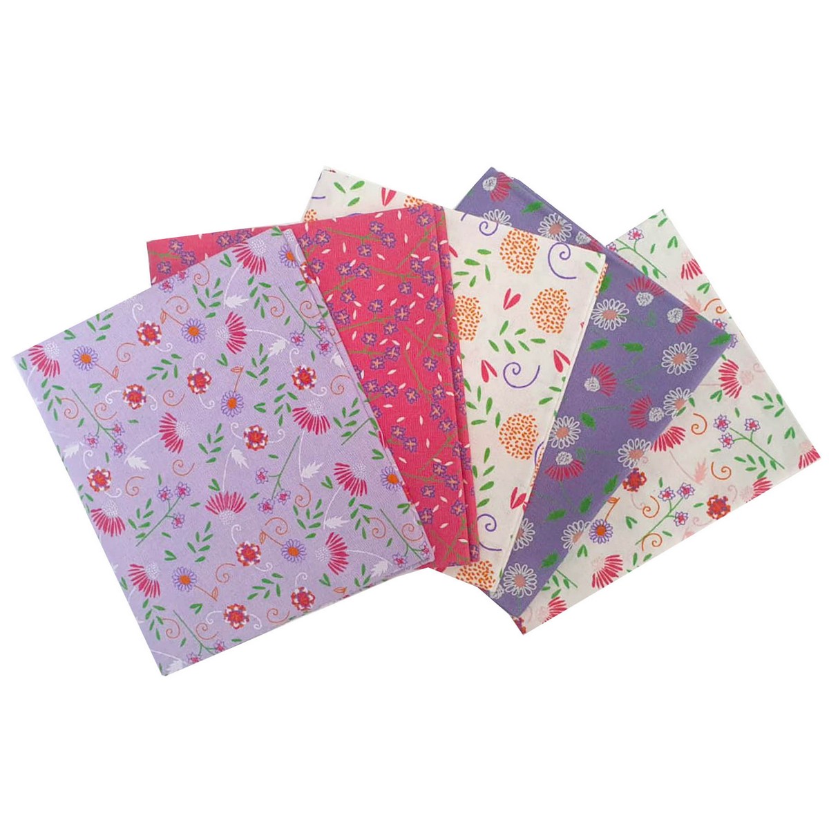 Fat Quarter Stoffpaket Cute Floral, 100% CO 5 Stücke á  45 x 53 cm (18 x 21 inch)