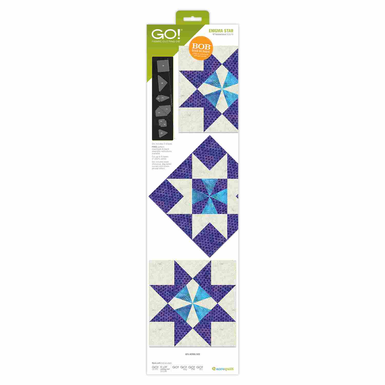 Accuquilt Stanzform GO! Enigma Star  (ca. 25,4 cm) - Block on Board