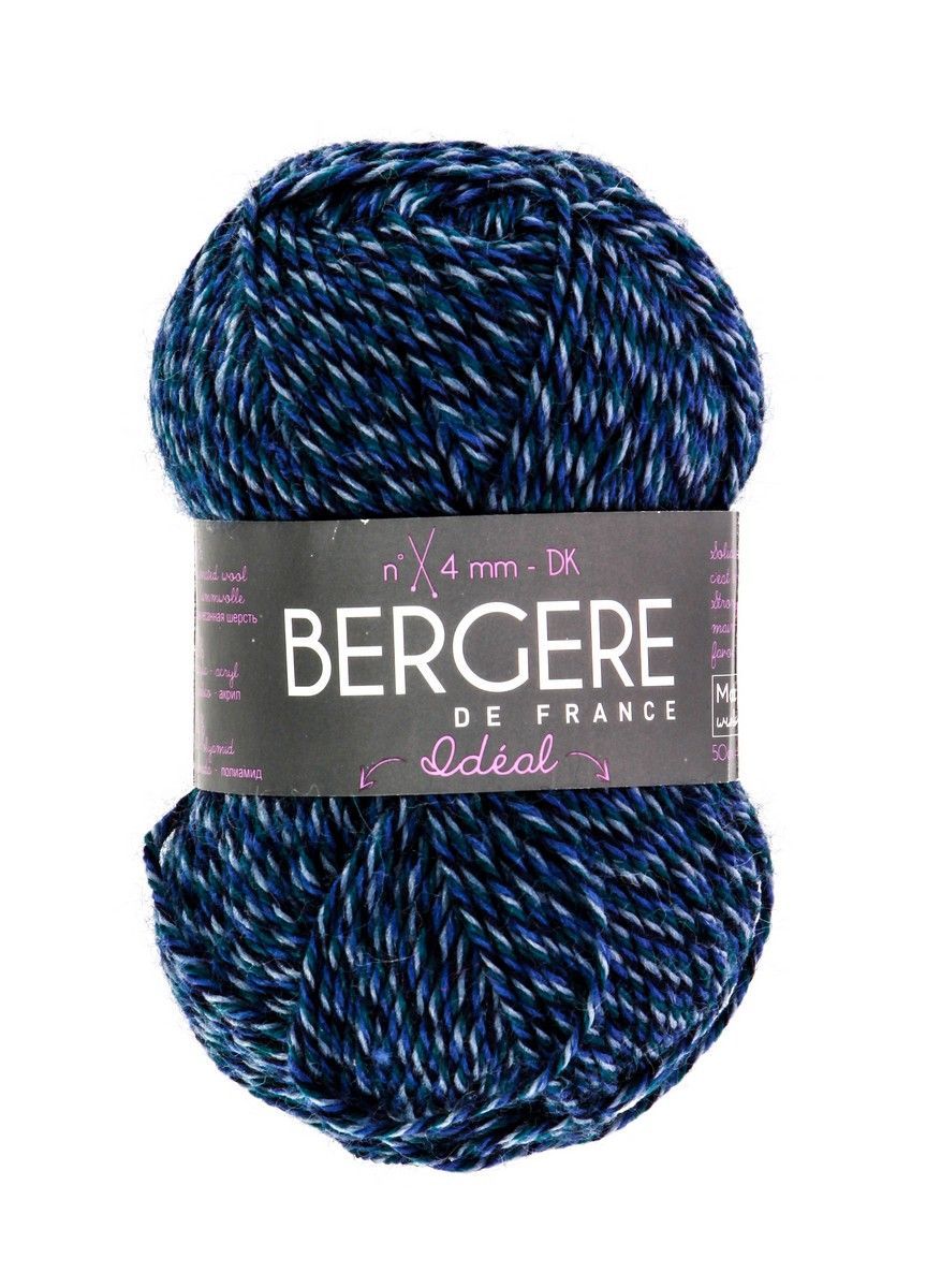 Bergere Ideal - Farbe Mix Bleu, 125m/50g 40% gekämmte Wolle, 30% Polyacryl, 30% Polyamid