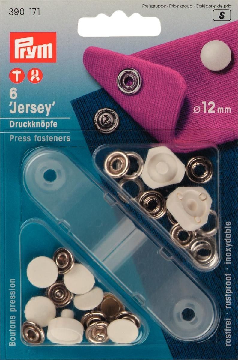NF-Druckknopf Jersey glatte Kappe MS 12 mm weiß 