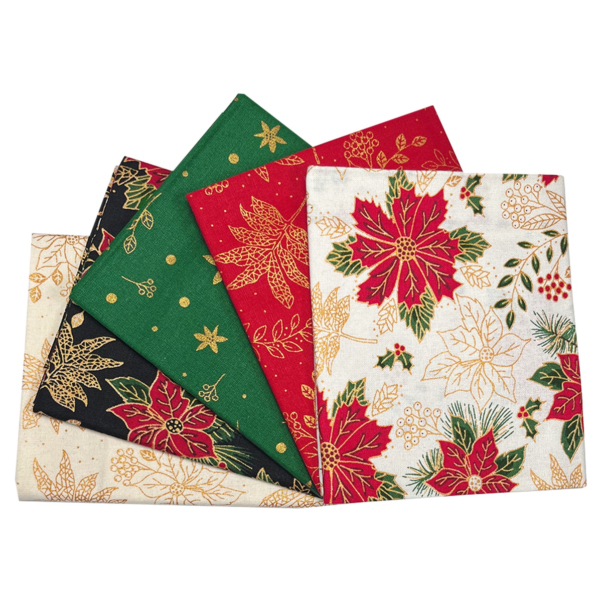 Fat Quarter Stoffpaket Classic Poinsettia 100% CO 5 Stücke á  45 x 55 cm (18 x 22 inch)